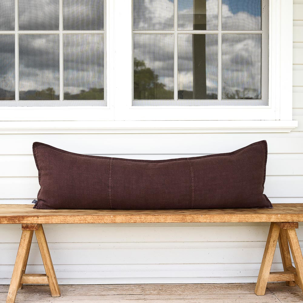 Luca® Linen Long Lumbar in Chocolate